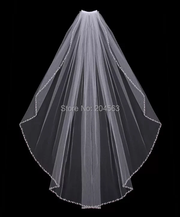 

Stunning Tulle Beaded Wedding Veils High Quality Lace Bridal Veils with Comb