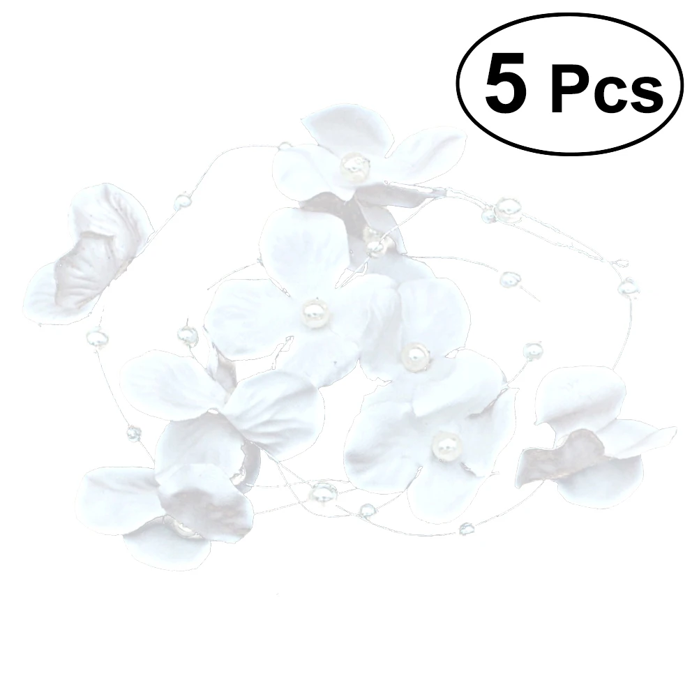5pcs Wedding Flower Hair Vine Bridal Headwear Long Accessories for Bridesmaid Flowergirls (White) | Свадьбы и торжества