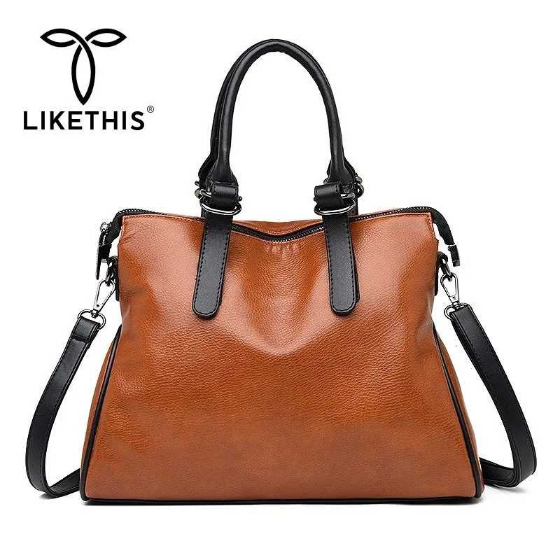 

LIKETHIS Women Casual Tote Vintage Womens Hand Bags New Luxury Big Handbags Shoulder Bag Female Top-handle Sac A Main 2019 Brand
