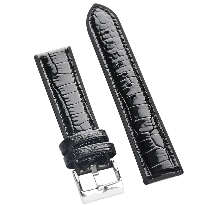 

20MM Silicone Leather Replacement Watch Band Unique Snakeskin Pattern Wristwatches Strap Classic Large Steel Buckle Watch Strap