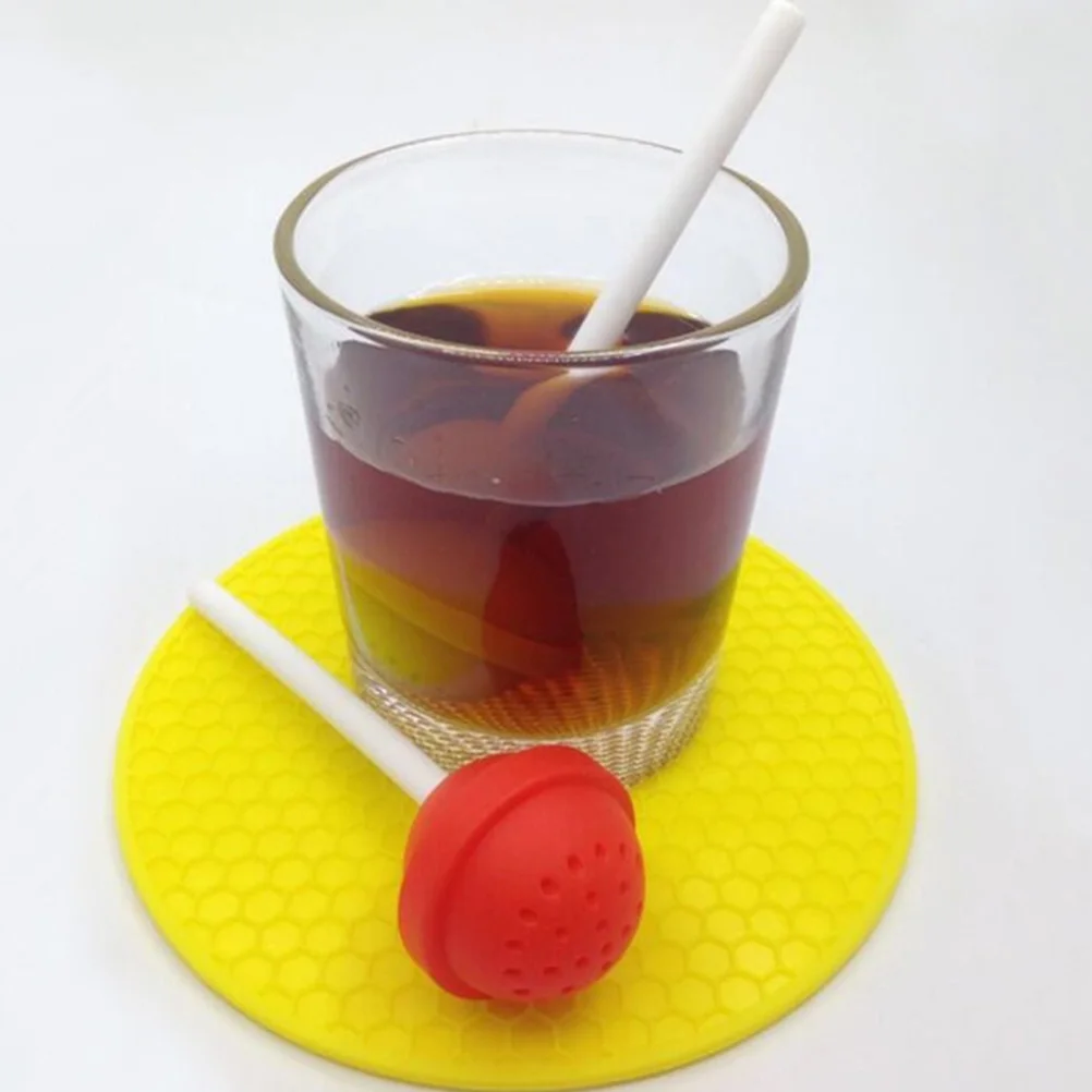 Симпатичные Силиконовые чай заварки леденец форма дизайн вкладыш Чай фильтр диффузор Кухня Инструменты гаджеты (красный)