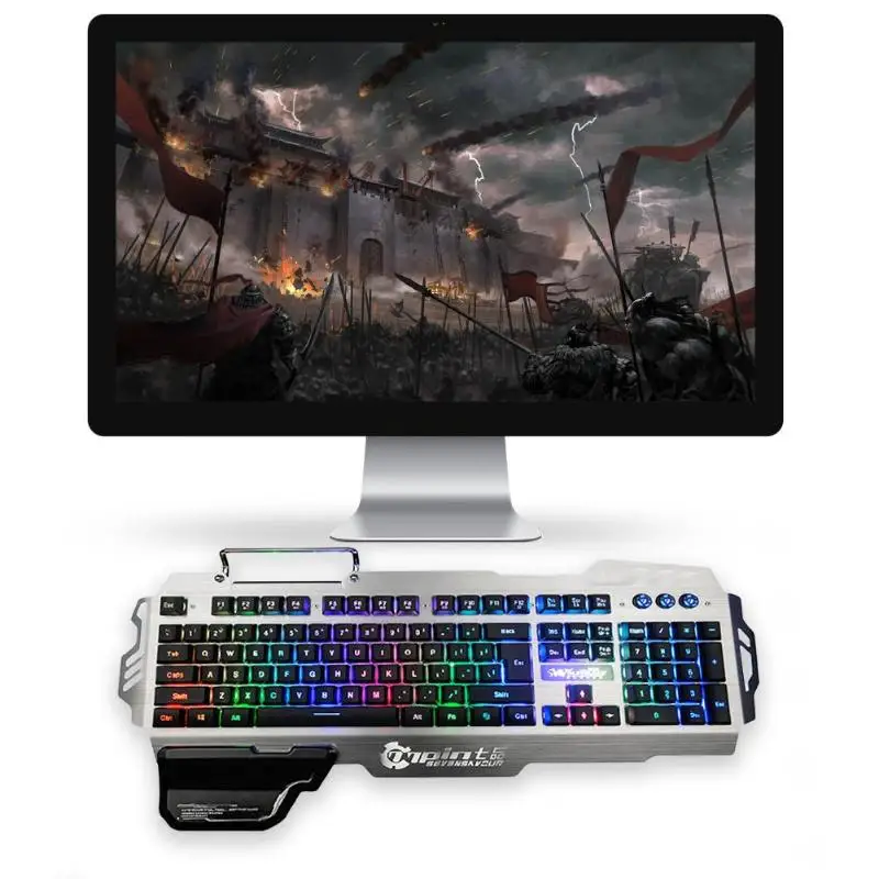  USB Wired Gaming Keyboard RGB LED Backlit 104 Keys Keyboard with Phone Stand Holder for Computer De