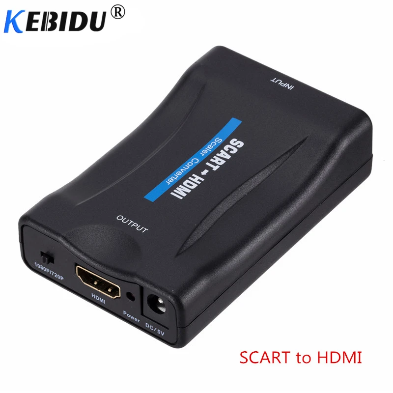 Kebidumei 1080P SCART К HDMI к SCART Видео Аудио высококлассный преобразователь av-сигнала адаптер HD приемник ТВ DVD США/ЕС разъем питания