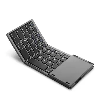 

BEESCLVOER New Portable Mini Three Folding Bluetooth Keyboard Wireless Foldable Touchpad Keypad for IOS/Android/Windows d30
