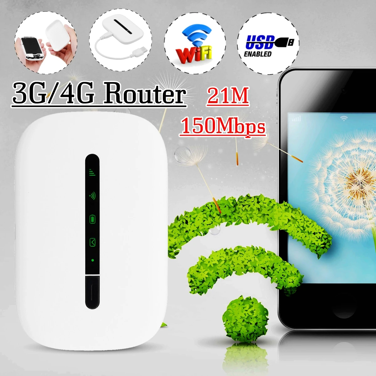 

Portable Unlockeds E5330 150Mbps 3G Router Mobile WiFi MIFI Wireless Hotspot Broadband Dongle