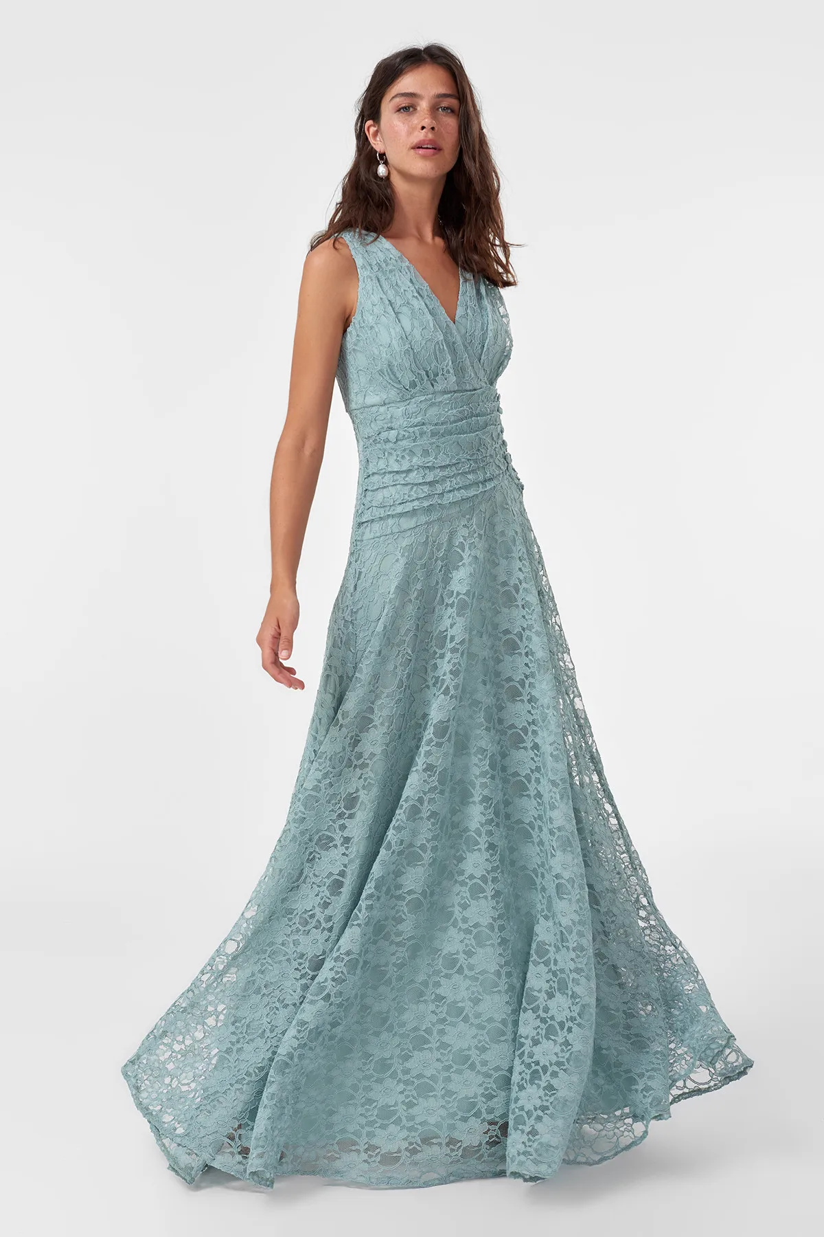 

Trendyol Green Button Detail Evening Dress TPRAW19UT0015