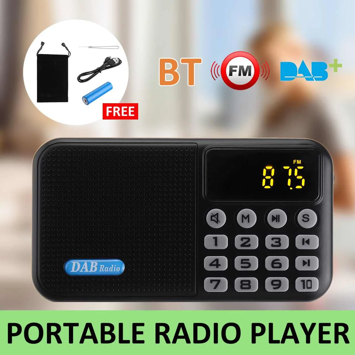 

Digital DAB DAB+ FM Radio Player Receiver With bluetooth Stereo Speaker Portable Outdoor FM Receiver Music Player