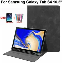 Модный чехол-подставка спереди для Samsung Galaxy Tab S 4 S4 10,5 T835 T830, умный чехол с отделением для карандашей и откидной крышкой, с рисунком в виде слот...