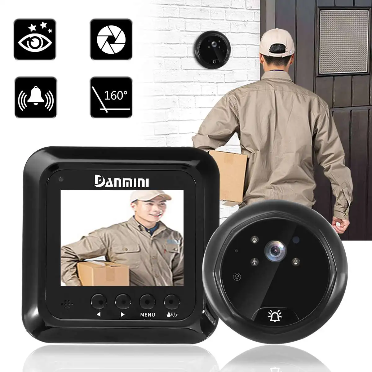 

Intelligent Electronic Cat Eye Wireless Doorbell Video Camera PIR Night Vision Intercom Security Door Mirror Home Indoor Outdoor