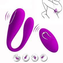 U Type Remote Control Vibrator For Women USB Rechargeable G-Spot Clitoris Stimulator Massage Vibrator Adult Sex Toys for Couple