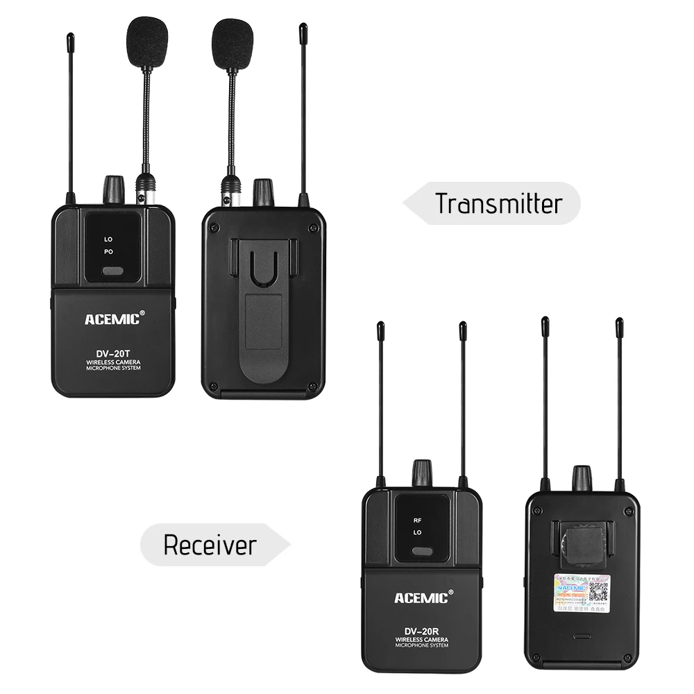 DV 20 UHF Беспроводная микрофонная система Lavalier Mic 100 м эффективный диапазон для