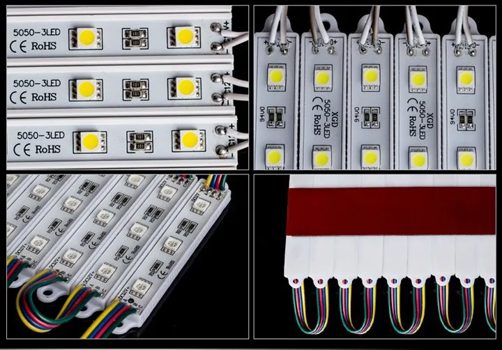 600 шт./лот ip68 smd 5050 Светодиодный модуль 3 светодиодный s на чип водонепроницаемый светодиодный модуль rgb 20 шт на нитку 12 В для рекламной доски