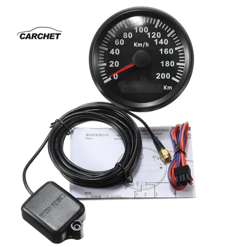 

CARCHET Waterproof 85mm GPS Speedometer 0-200KM/H 200KPH With GPS Antenna for motorcycle Racing Car IP67 Overspeed 12- 24V