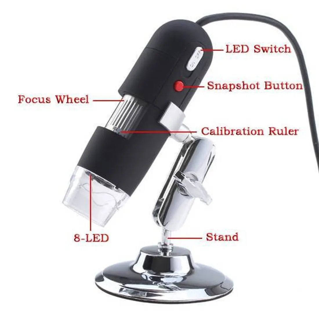 

1PC 500X 8 LED Electronic Microscope Digital Microscope USB Professional Mount Magnification Measure