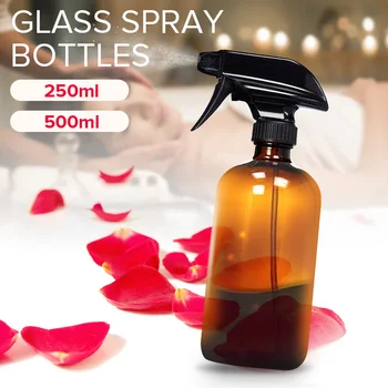 

250/500ml Amber Glass Salon Spray Bottles Essential Oil Aromatherapy Dispenser Hair Cutting Atomizer Empty Cosmetic Container
