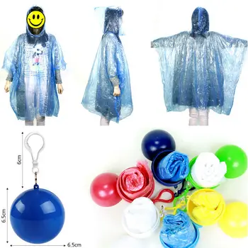 

Unisex Raincoat Disposable Rain Jacket Poncho Rainwear Keyring Ball Practical Portable Disposable Raincoat