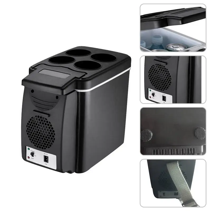 

6L Mini Car Refrigerator Fridge Travel Refrigerator Universal 2 in 1 Cooler Warmer Icebox Heating Food Electric Portable Cooler