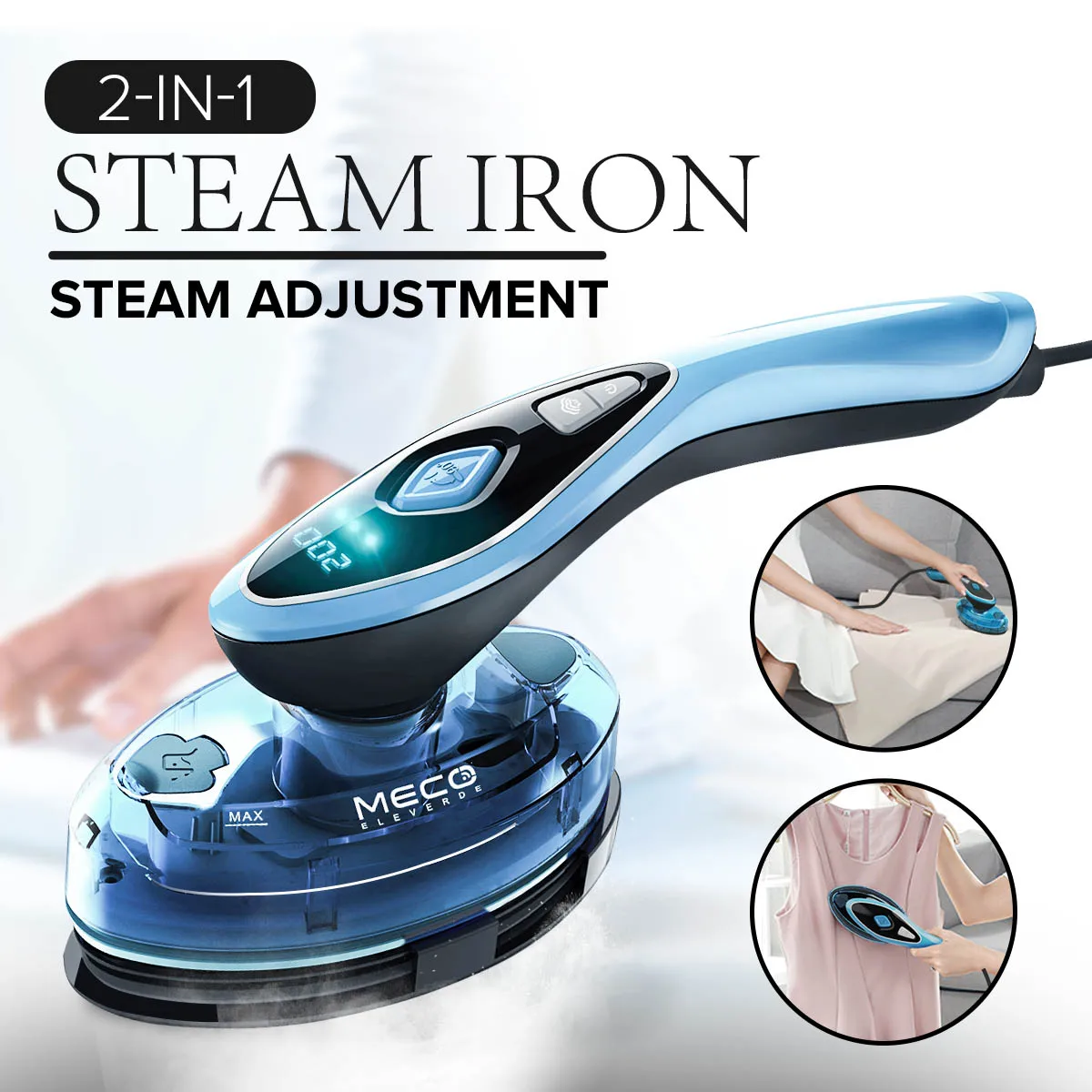 

1500W 2 In 1 Temperature LCD Display Travel Portable Mini ERapid Heating Plastic Steam Electric Iron Handheld Garment Steamers