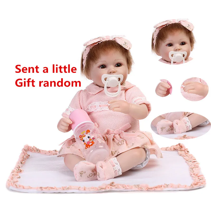 

NPK 43cm Reborn Baby Doll Simulation Baby Doll Lifelike Silicone Dolls Pink Sweater Reborn Toddlers Soft Toys For Children #ED