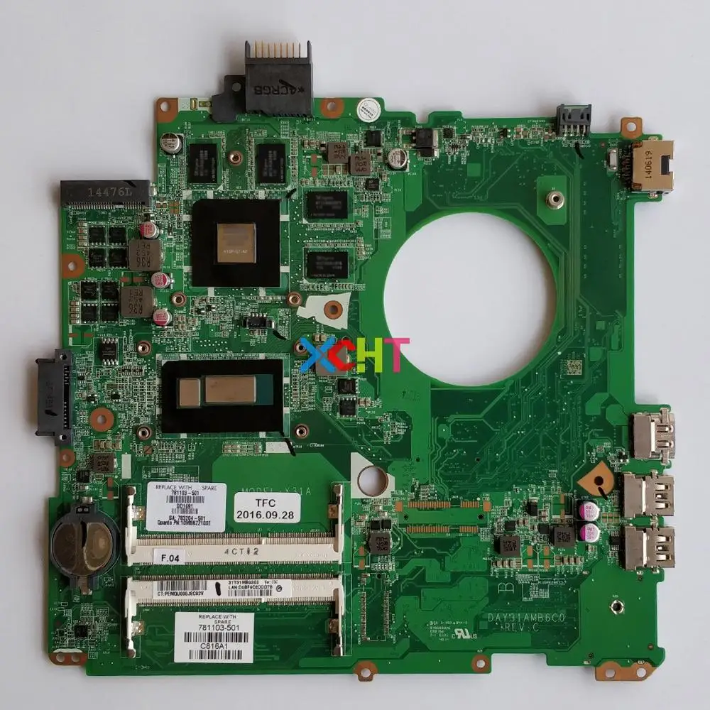 

781103-501 781103-001 DAY31AMB6C0 w 850M/4GB i5-4210U for HP ENVY 14-u003TX 14-u010TX 14-u012TX NoteBook PC Laptop Motherboard