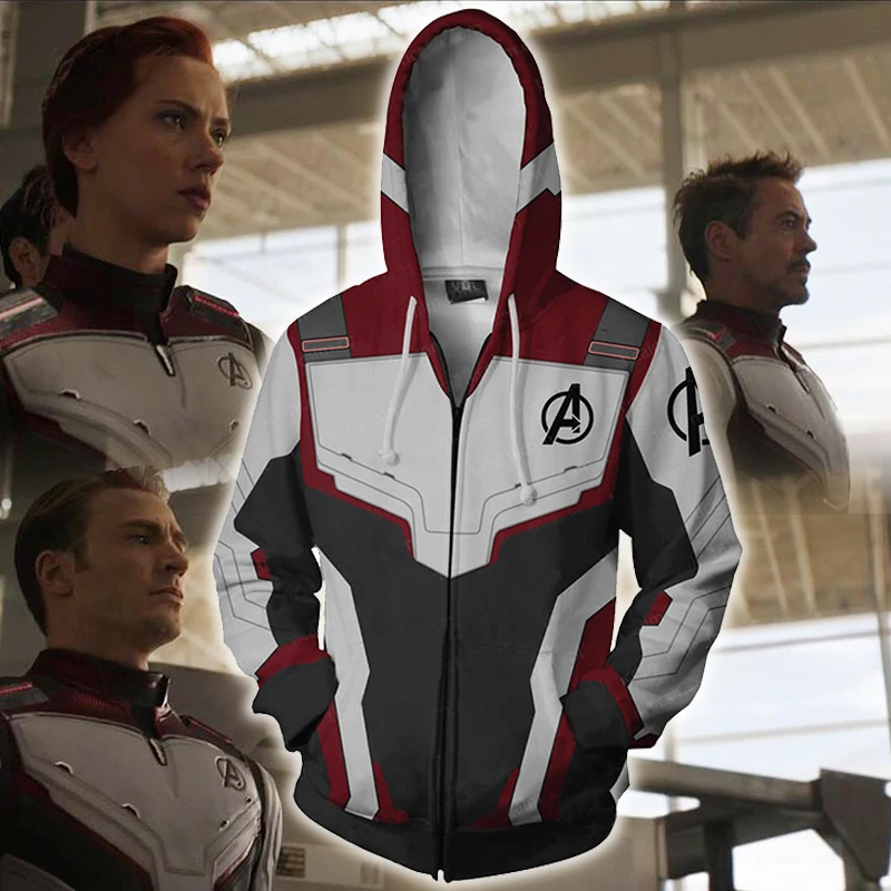 3D Print 2019 Movie Avengers Endgame Quantum Realm Sweatshirt Jacket Advanced Tech Hoodie Cosplay Costume Iron Man Hoodies Coat