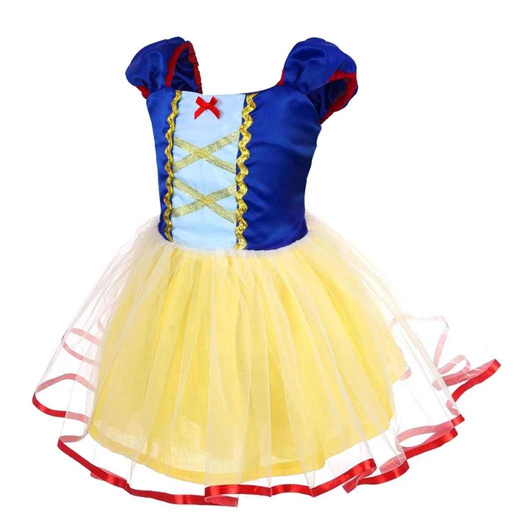 AmzBarley костюм Белоснежки для девочек платье принцессы для малышей Бальные платья на Хэллоуин, Рождество, день рождения+ корона, детское платье-пачка
