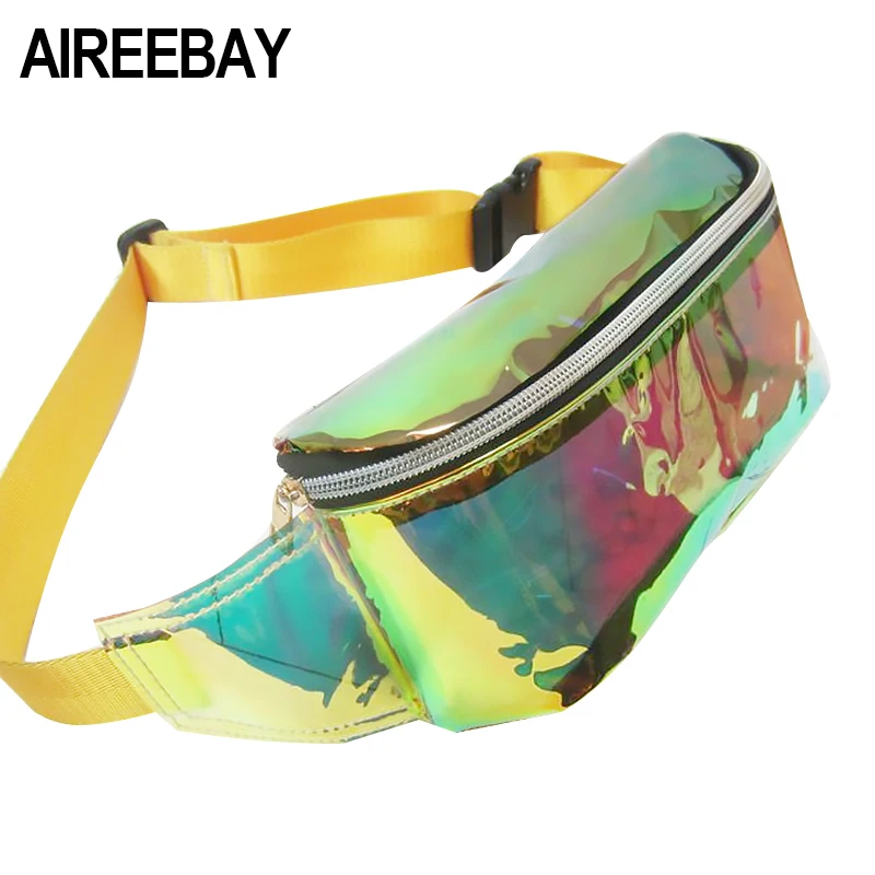 AIREEBAY 2017 прозрачная сумка на пояс Женская голограмма карамельного цвета поясная