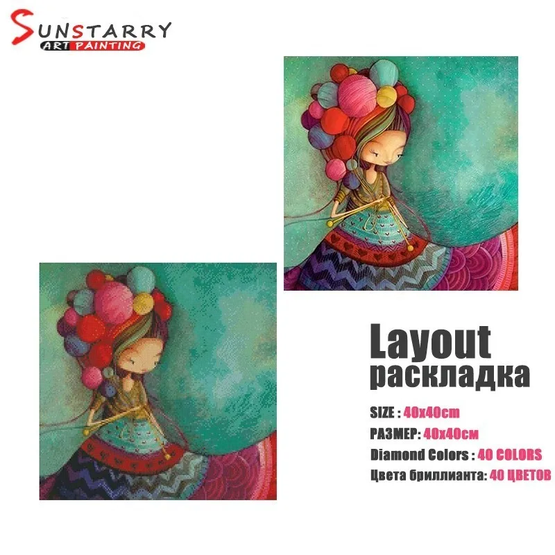 Sunstarry Полный Круглый дрель 5D DIY Алмазная картина "мультяшная милая девочка"