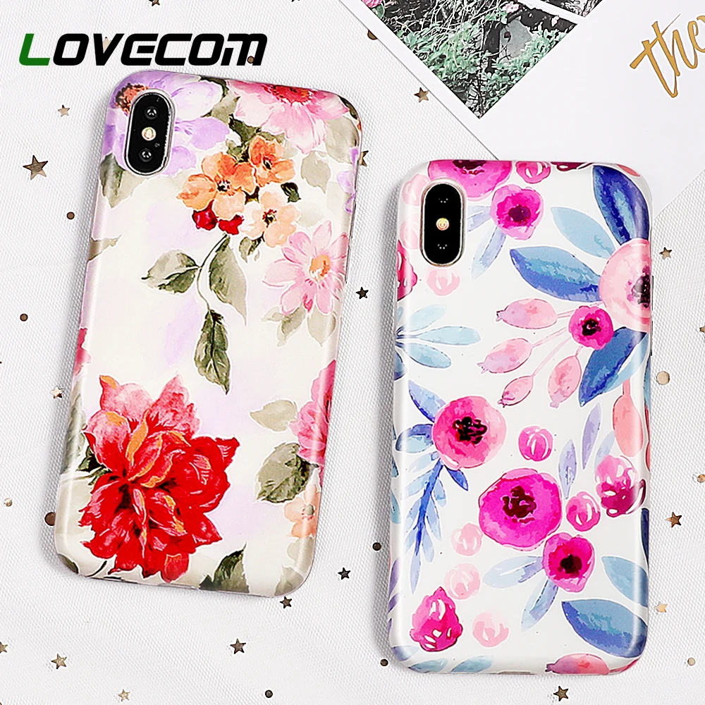 Elegant Flowers Watercolor Floral Soft Phone Case For iPhone X XS MAX 6 7 8 Plus Vintage