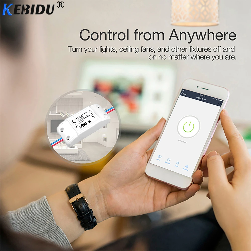 

KEBIDU Wireless Remote Control WiFi Smart Switch AC90-250V Receiver Intelligent Smart Home Automation Module Wifi Switcher