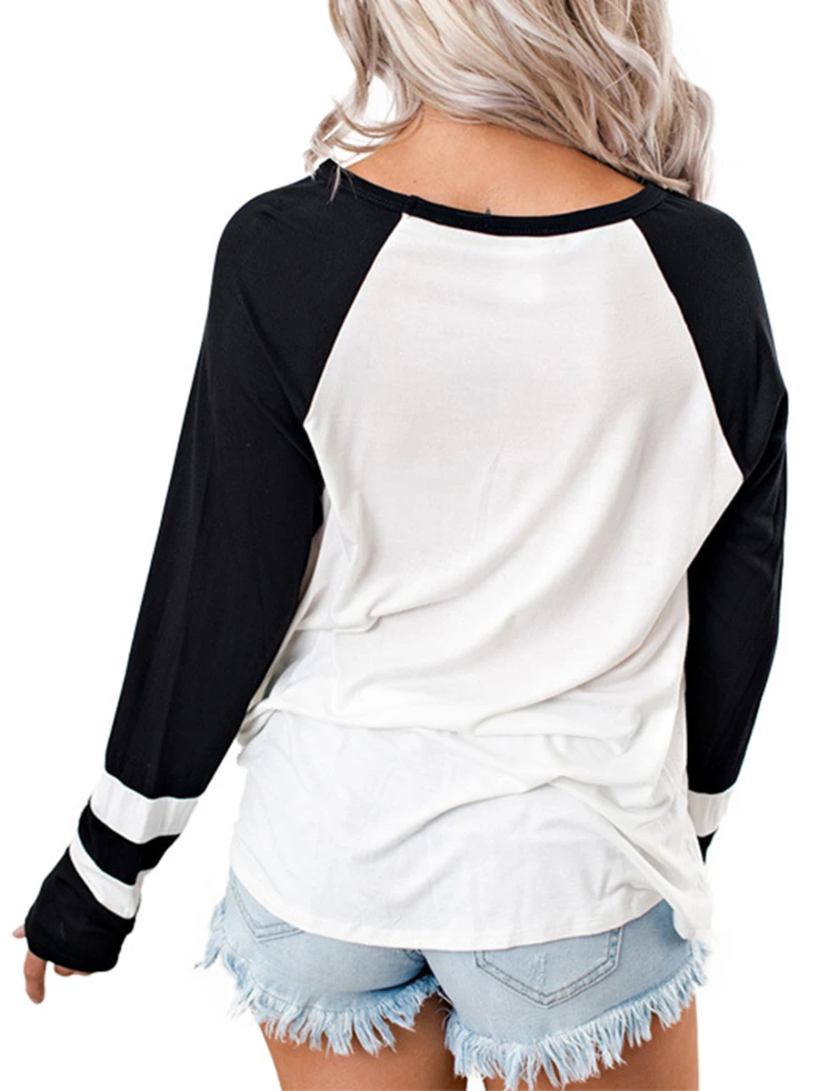 Punk rock gótico mujeres chica t camisa Casual con cuello en V suéter de Color de contraste de manga larga Camiseta ropa de primavera camisetas Punk rock gótico mujeres chica t camisa Casual con cuello en V suéter de Color de contraste de manga larga Camiseta ropa de primavera camisetas
