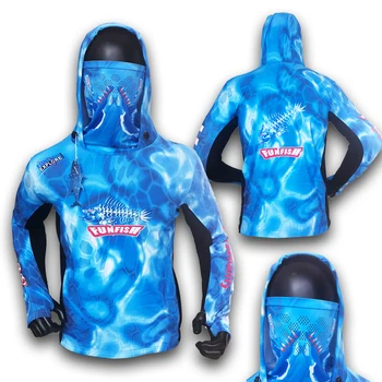 

Summer Fishing Clothing with Cap Long Sleeve Fast Dry Outdoors Sunscreen Anti-UV Breathable Fishing Clothes Ice Silk Cool Feel