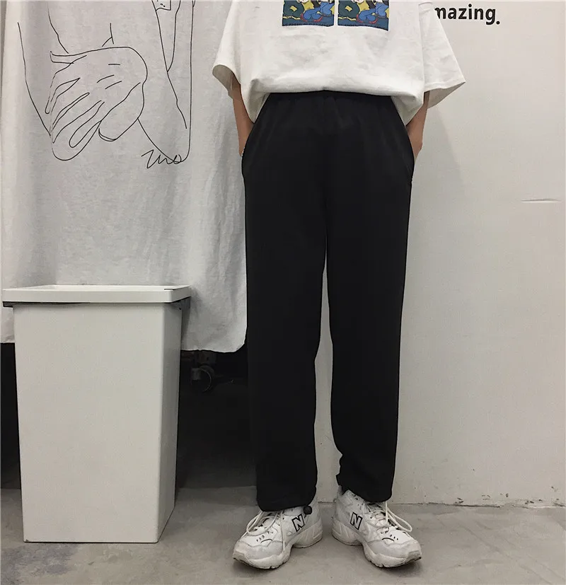 Men's trousers 2019 spring and summer new youth popular loose two wear wide leg pants solid color youth casual men's clothing