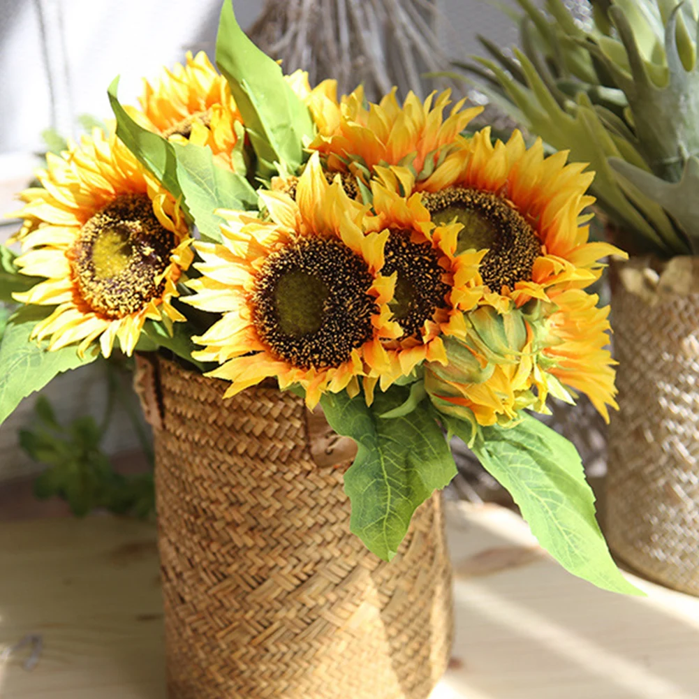 7pcs/lot Sunflower Artificial Flower for Wedding Party ...