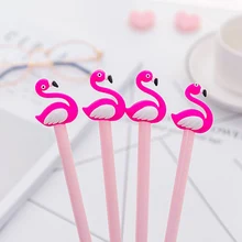 Новейшая розовая гелевая ручка в виде фламинго 0,38 мм милые силикагелевые головки нейтральные ручки для письма девочкам подарок школьные принадлежности корейские канцелярские принадлежности