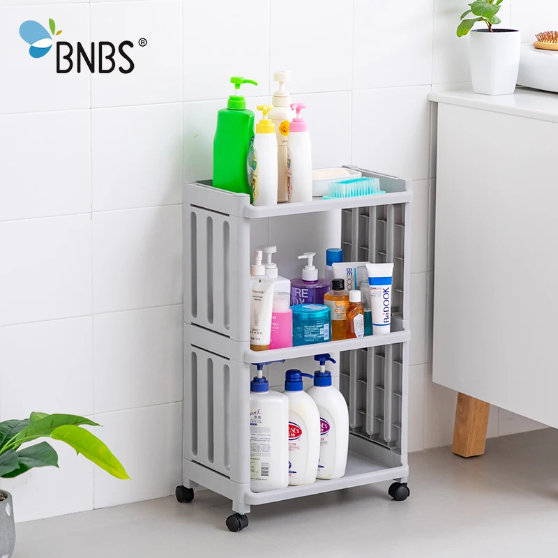 BNBS الحمام المنظم متعددة طبقة حامل رف حمام الجرف منشفة أرفف تخزين القابلة للإزالة مع عجلات المطبخ