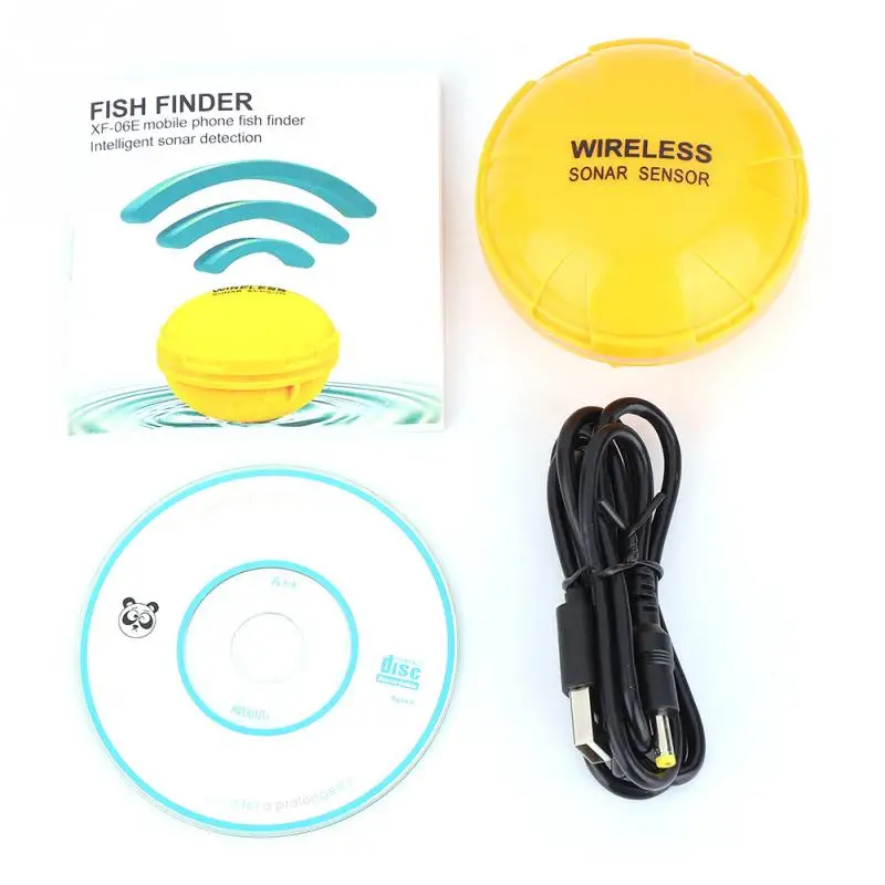 

Portable Fish Finder Bluetooth Link Wireless Remote Fish Sonar Sensor 36M Water Depth 90 Degree Finder Fishing Accessory
