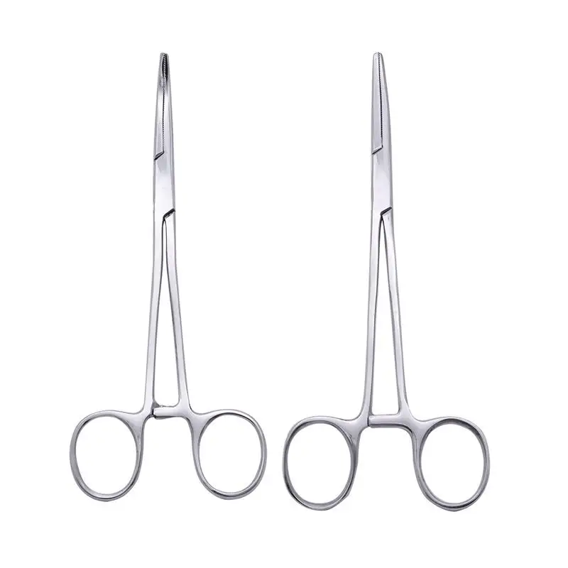

2PCS 16cm Stainless Steel Hemostatic Forceps Medical Dental Surgical Scissors