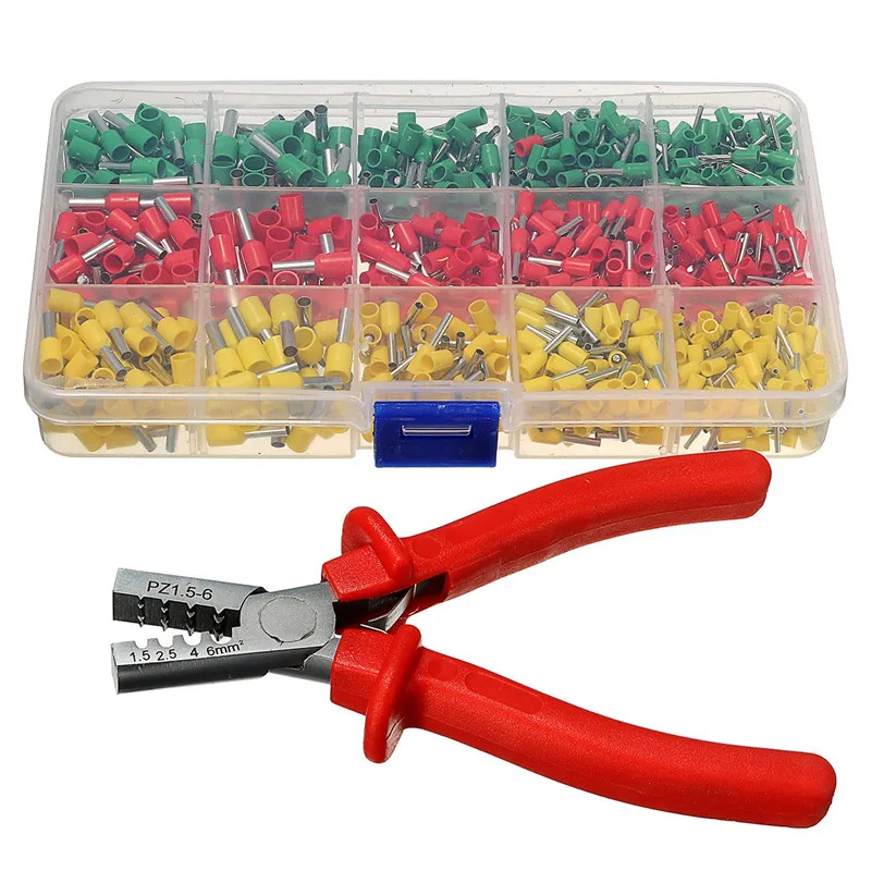 

Crimping Tool Set 1pc Crimper Plier With 990pc Tube End Ferrule Terminals Assortment Kit Green Yellow Red
