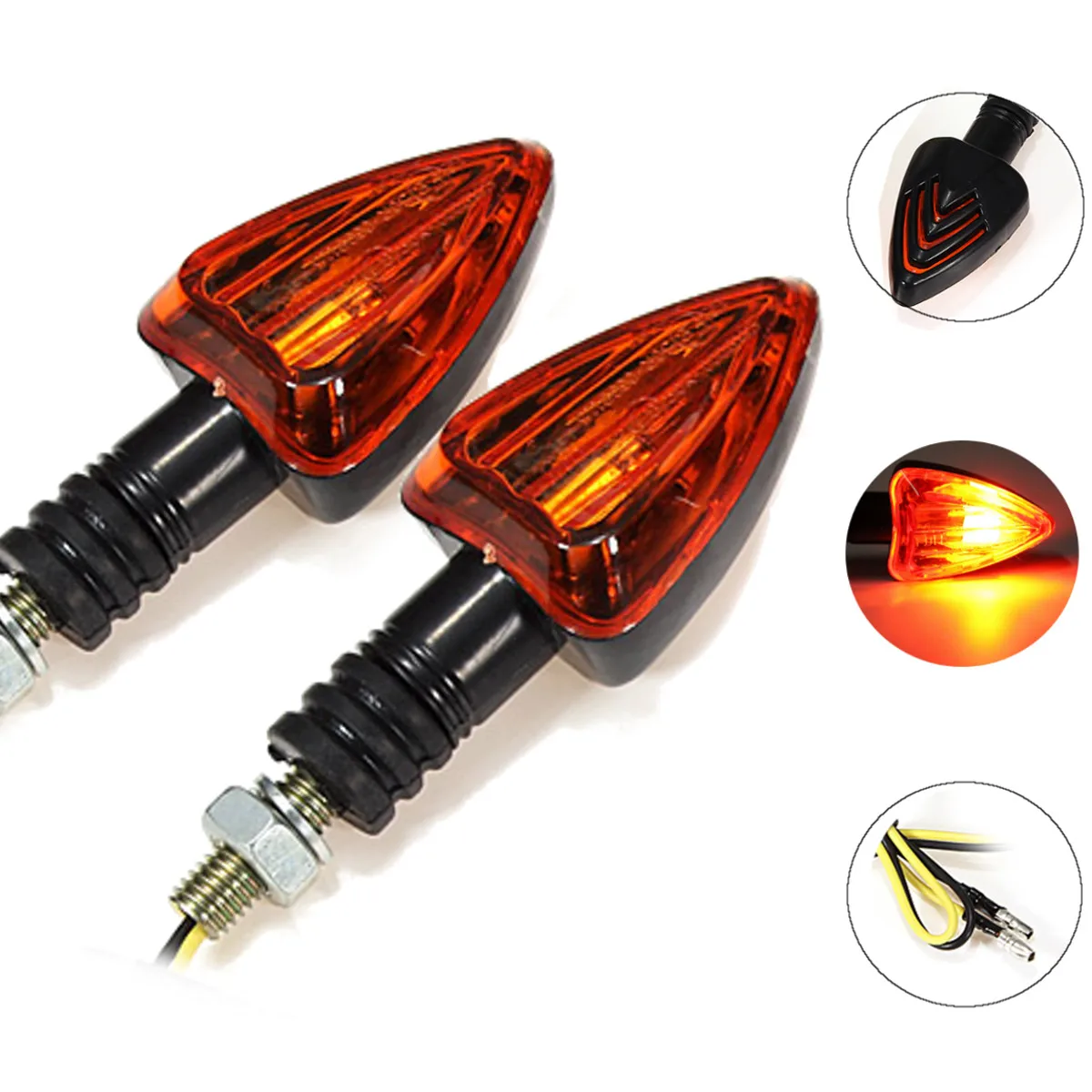 

2x Universal Motorcycle Turn Signal Lights Indicator Lamps Stalk Blinker Bulb Amber 12V for Yamaha for Honda