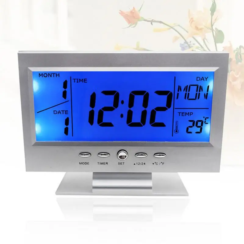 Digital Alarm Clocks LCD Electronic Table Clocks Sound