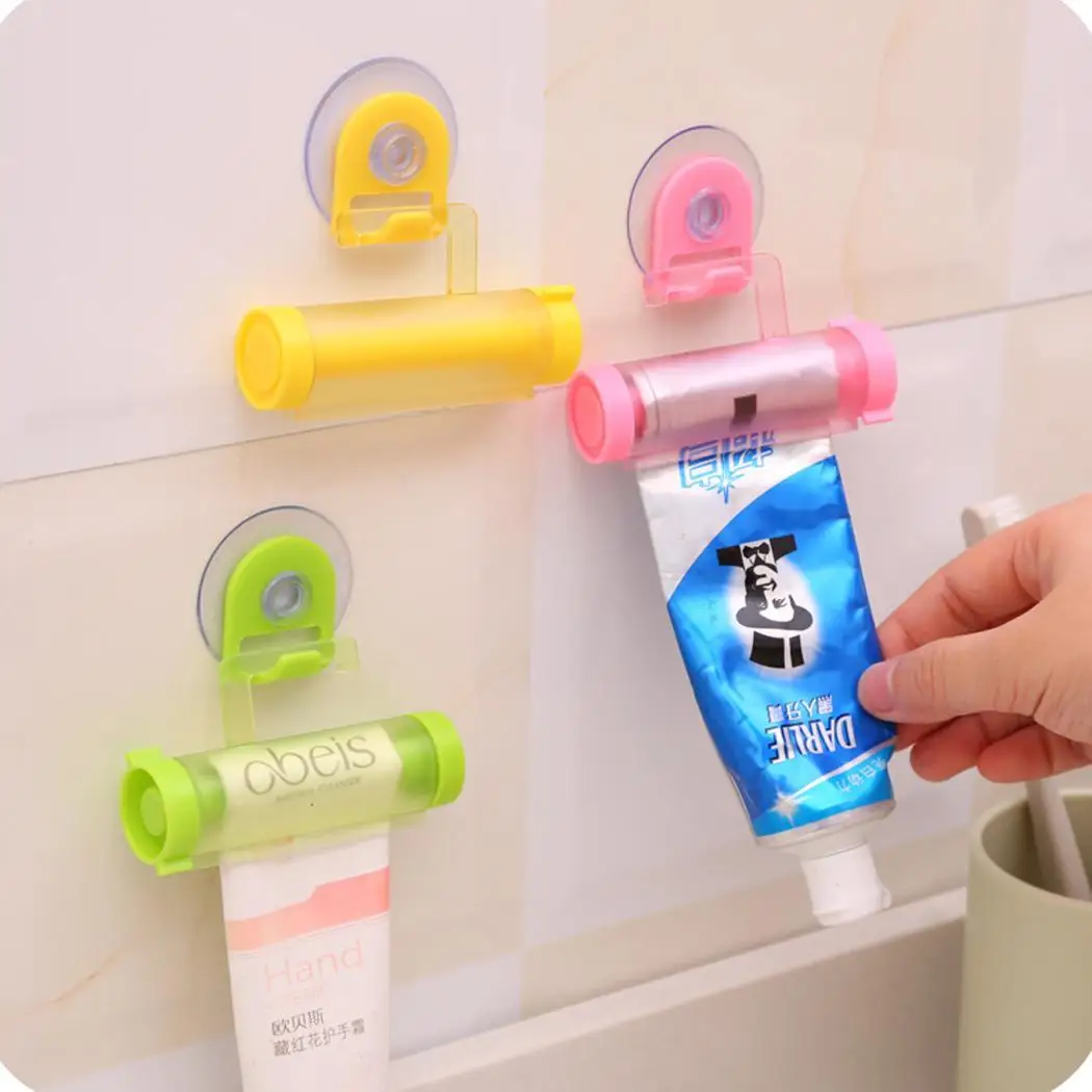 

Sucker Hang Hook Rolling Tube Toothpaste Squeezer Random Color Bathroom Home Gadget Design Bathroom Daily Useful Accessories