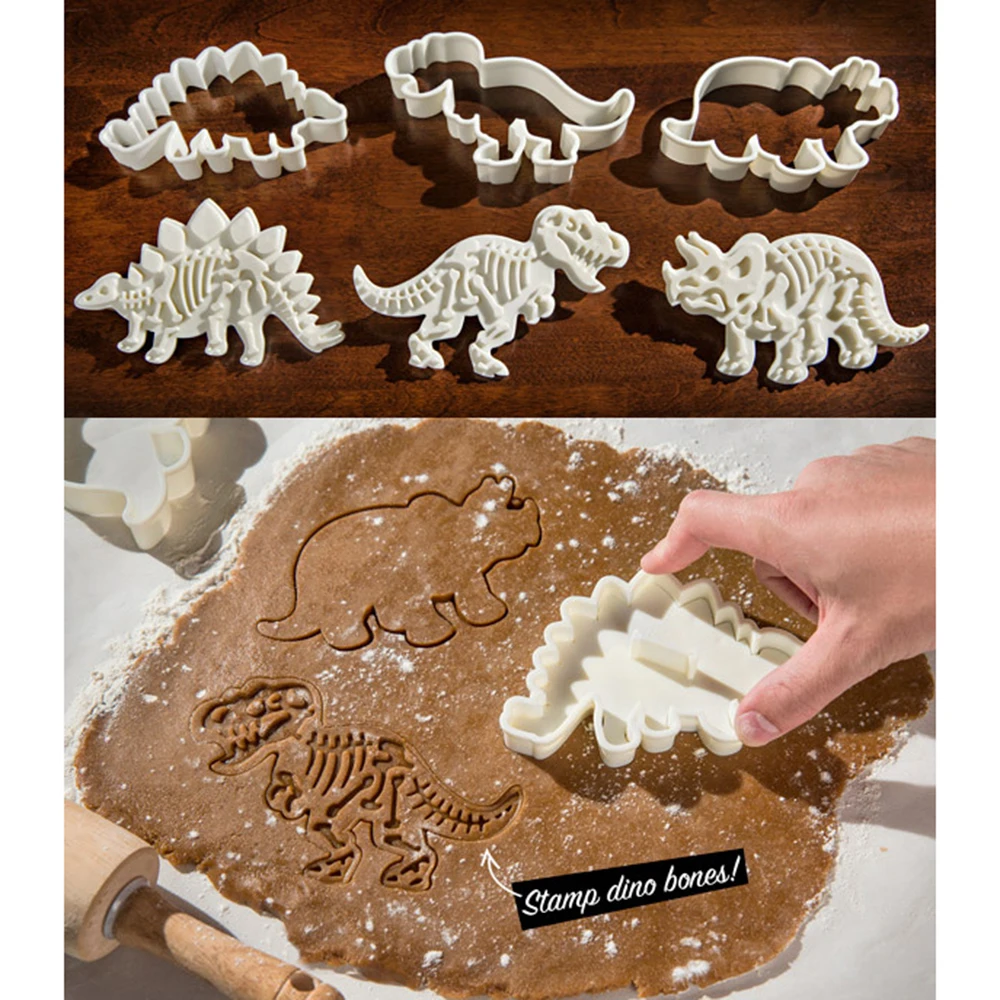 

3PCS/Set Plastic Dinosaur Cookie Cutter Mold 3D Biscuit Pastry Cake Decorating Tools Baking Mould New