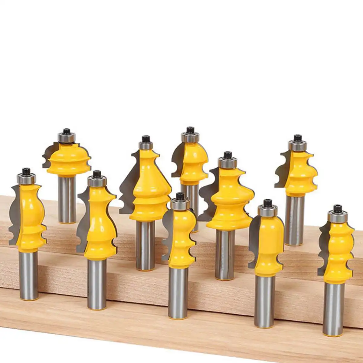 

10Pcs/Lot 1/2" DIY Milling Cutter Shank Architectural Specialty Molding Router Bit Set Woodworking Tools Kit Machine Accessories