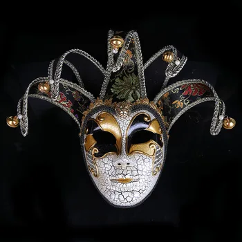 

New High-end Hand-Painted Creative Crack Retro Mask Adult Performance Bell Mask Cosplay Party Christmas Anonymous Masks