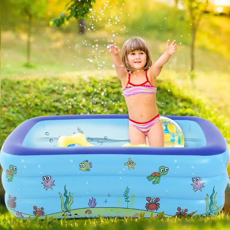 

Summer Fun Children Bathing Tub Baby Home Use Paddling Pool Inflatable Square Swimming Pool Kids Inflatable Pool