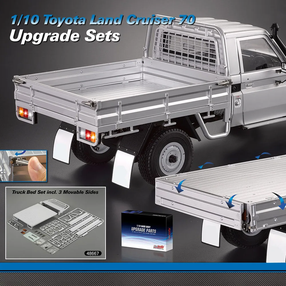 

GOOLSKY ABS Truck Bed Set 3 Movable Gate Strong And Durable For 1/10 Toyota Land Cruiser 70 Truck Pick-up Truck RC Car Parts