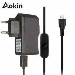 Aokin 5 в 2.5A для Raspberry pi 3 Model B + Micro USB зарядное устройство адаптеры питания кабель с включения/выключения Raspberry pi 3 2