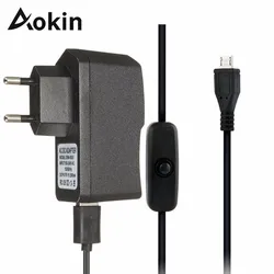 Aokin – chargeur Micro USB 5V 2,5 a pour Raspberry Pi 3 modèle B +, câble adaptateur d'alimentation avec interrupteur marche/arrêt pour Raspberry pi 3 2 