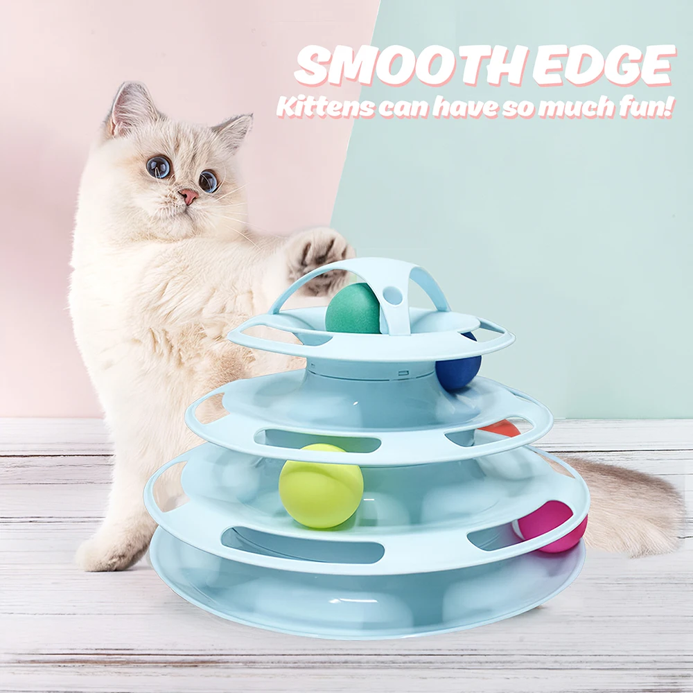 

Cat toys 4 Layers Pet Tower Cat Track Interactive Funny Turntable Plastic Crazy Ball Disk Toys for Kitten Cats Pet
